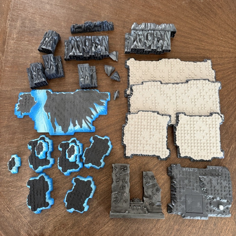 LOT of 27 Mega Bloks Terrain Dragon Krystal Wars Ice Rock Land Tiles Parts